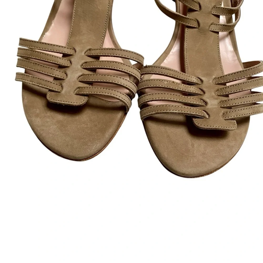 Stuart Weitzman Tan Nubuck Nuarache Gladiator Kitten Heel Sandals 7.5 - Picture 14 of 16